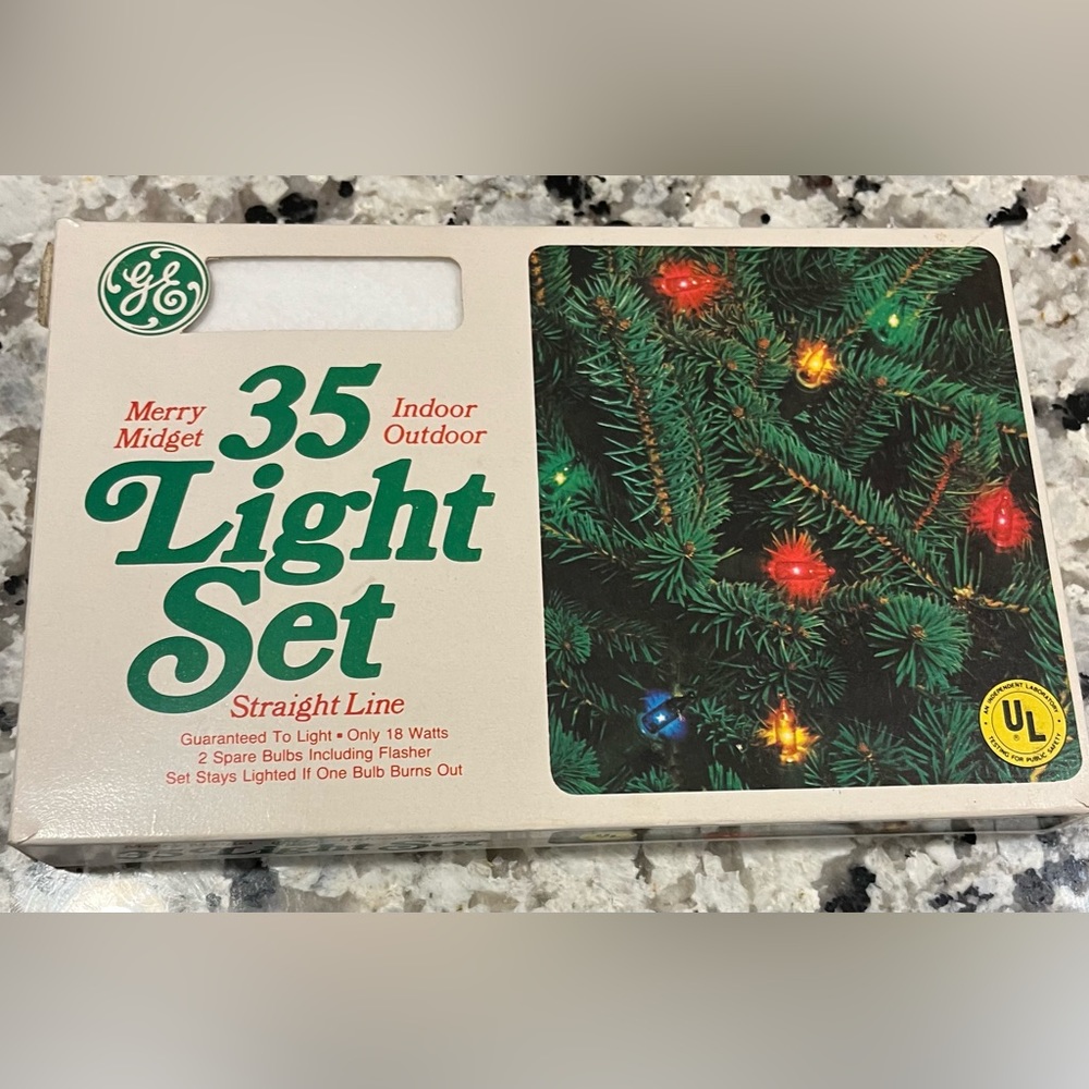 Vintage GE Merry Midget Christmas 35 multicolor Lights Box Indoor/Outdoor